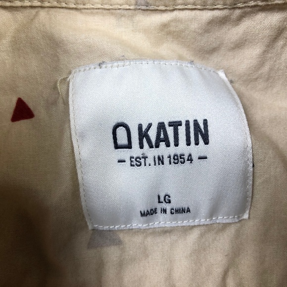 Katin Shirt Mens Large Button Up Lightweight Pocket Short Sleeve Tan Mountain - Picture 3 of 3